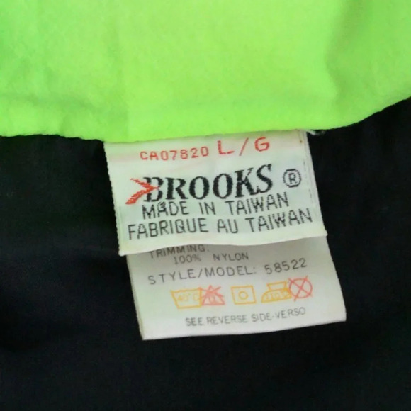 Brooks Vintage Y2K Black with  Neon Green Trim Windbreaker ~Large - Picture 5 of 11